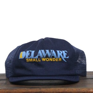 Vintage 80s Delaware Small Wonder Mid Atlantic State Tourist Travel Beach Dover Snapback Trucker Hat Baseball Cap Made In USA