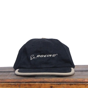 Vintage 90s Boeing Jets Aerospace Company Airplane Plane Pilot Aviation Minimal Logo Strapback Hat Baseball Cap
