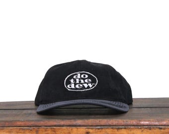 Vintage 90s Mountain Dew Soda Pop Drink Pepsi Do The Dew Strapback Hat Baseball Cap