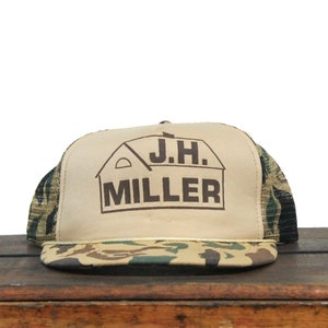 Vintage 80er Jahre Ente Camo Camouflage JH Miller Home Construction Co Jagd Snapback Trucker Hut Baseball Cap
