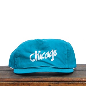 Vintage Chicago Illinois Midwest City Great Lakes Bright Blue Snapback Trucker Hat Baseball Cap