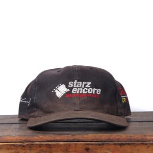 Vintage Y2K Distressed Beater Strapback Hat Baseball Cap Starz Encore Super Pak Television Cable Channel Pack TV Show Network Racing Nascar