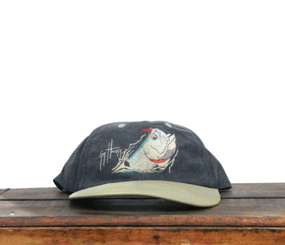 Vintage 90s Distressed Washed Out Long Bill Brim Guy Harvey Fish