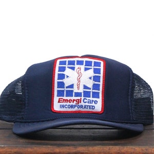 Vintage Trucker Hat Snapback Baseball Cap EmergiCare Incorporated Ambulance Medical Emergency Hospital EMS 911 Patch