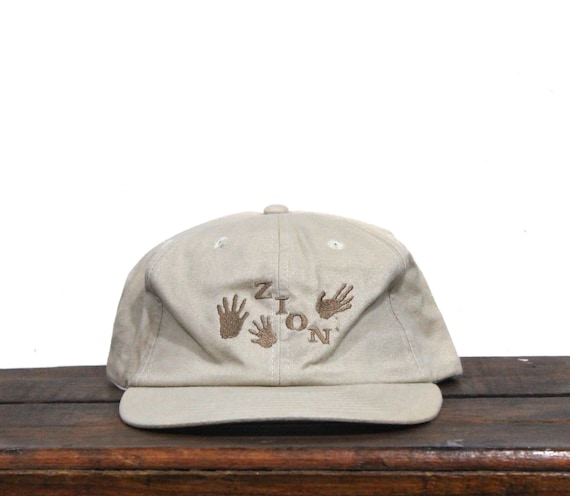 Vintage 90s Washed Out Zion National Park Utah Camping Hiking Backpacking Snapback Hat Baseball Cap
