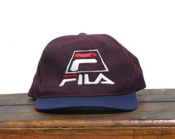 Vintage 90s Fila Athletic Gear Brand Logo Snapback Trucker Hat Baseball Cap