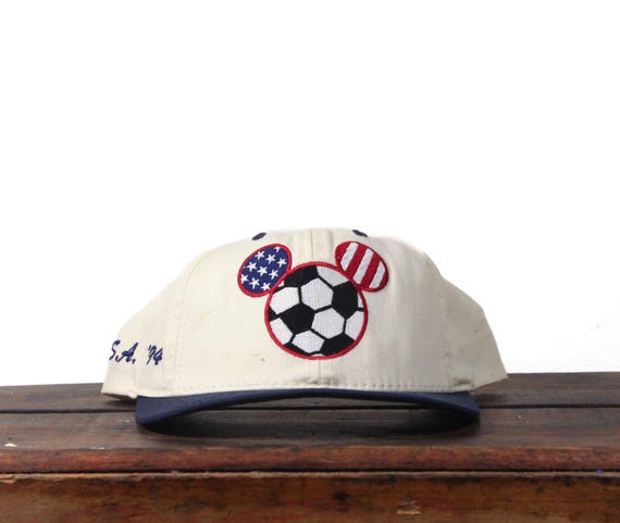 Vintage 90s 1994 World Cup Team Walt Disney World Mickey Mouse Soccer Wool Snapback Hat Baseball Cap Made In USA