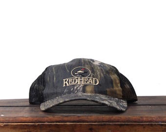 Cappellino da baseball snapback con motivo mimetico vintage Y2K, RedHead Realtree Camo Hunter Workwear Bass Pro Shops Brand