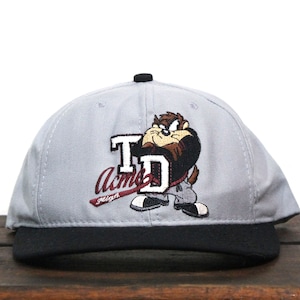 Vintage anni '90 TD Cool Taz Tasmanian Devil Varsity Jacket Acme Looney Tunes Cartoon Character Snapback Hat Baseball Cap USA Made