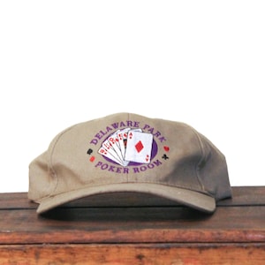 Boné de beisebol vintage dos anos 90 com alça, Delaware Park Poker Room, cartas de corrida, hipódromo, pista de jóquei, cassino, jogos de azar, Stanton, DE