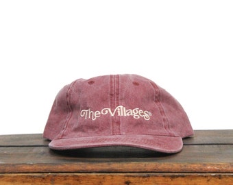 Vintage 90s Unstructured Strapback Hat Baseball Cap The Villages Golf Florida Retirement Community Country Club