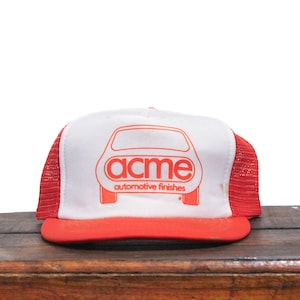 Vintage Trucker Hat Snapback Baseball Cap Acme Automotive Finishes Paints Auto Vehicle