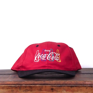 Vintage 90s Coke Coca Cola Classic Soft Drink Logo Soda Pop Bottle Outlines Snapback Hat Baseball Cap