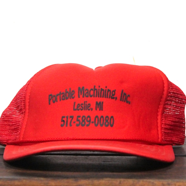 Vintage Trucker Hat Snapback Baseball Cap Portable Machining Inc Machine Shop Tooling Leslie MI Michigan
