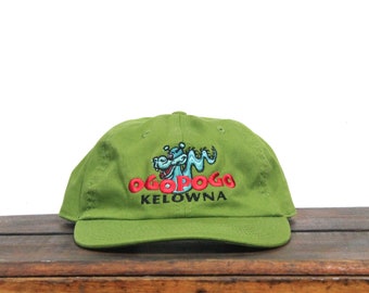 Vintage Unstructured Strapback Hat Baseball Cap Ogopogo Okanagan Lake Monster Kelowna BC British Columbia Canada