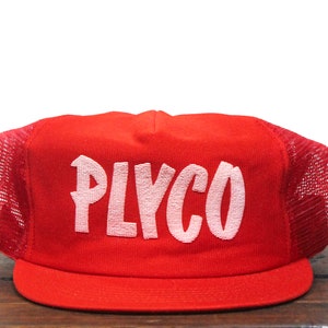 Vintage Trucker Hat Strapback Baseball Cap Plyco Building Materials Construction Supply Plywood Puff Print Made In USA