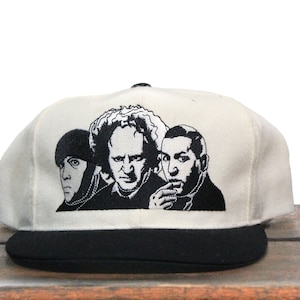 Vintage 90s The Three Stooges Larry Moe Curly American Needle Toons Blockhead Cartoon Character Snapback Hat Baseball Cap
