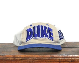 Vintage 90s Distressed Beater Duke University Blue Devils North Carolina College NCAA Snapback Hat Baseball Cap