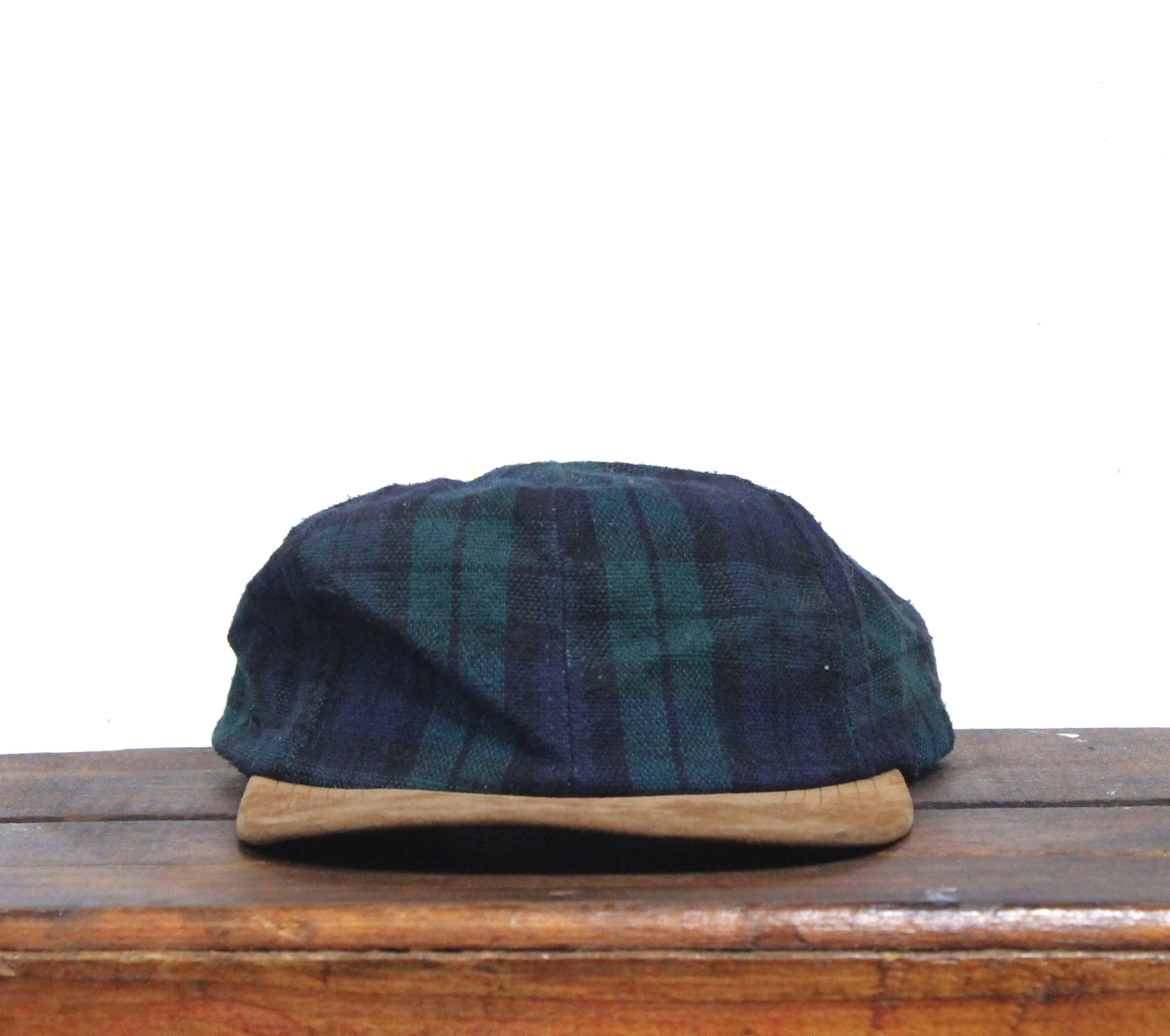 Vintage 90s Blank Forest Green Blue Plaid Wool Suede Leather