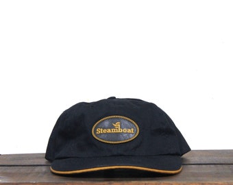 Vintage 90s Unstructured Strapback Hat Baseball Cap Steamboat Colorado Ski Area Resort Mountain Skiing Snowboard