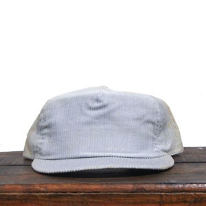 Vintage Distressed Blank Gray Corduroy Trucker Hat Snapback Baseball Cap Made In USA