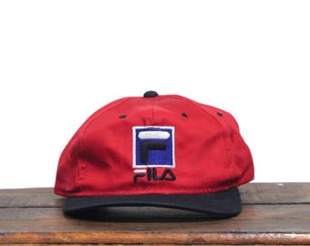 Vintage 90s Fila Athletic Gear Brand Logo Snapback Trucker Hat Baseball Cap