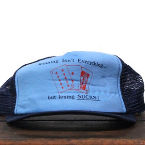 vintage Trucker Hat Snapback Casquette de baseball Gagner n’est pas tout sauf perdre Craint Jeu Mauvais Poker Cartes à main Drôle de nouveauté Blague