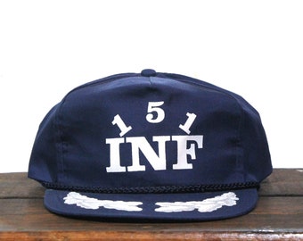 Vintage 151st Infantry Division Military Veteran Indiana Strapback Hat Blue Cap