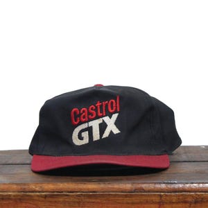 Vintage 90s Snapback Hat Baseball Cap Team Castrol Syntec Synthetic Motor Oil Racing Cars Motorcycle Low Profile