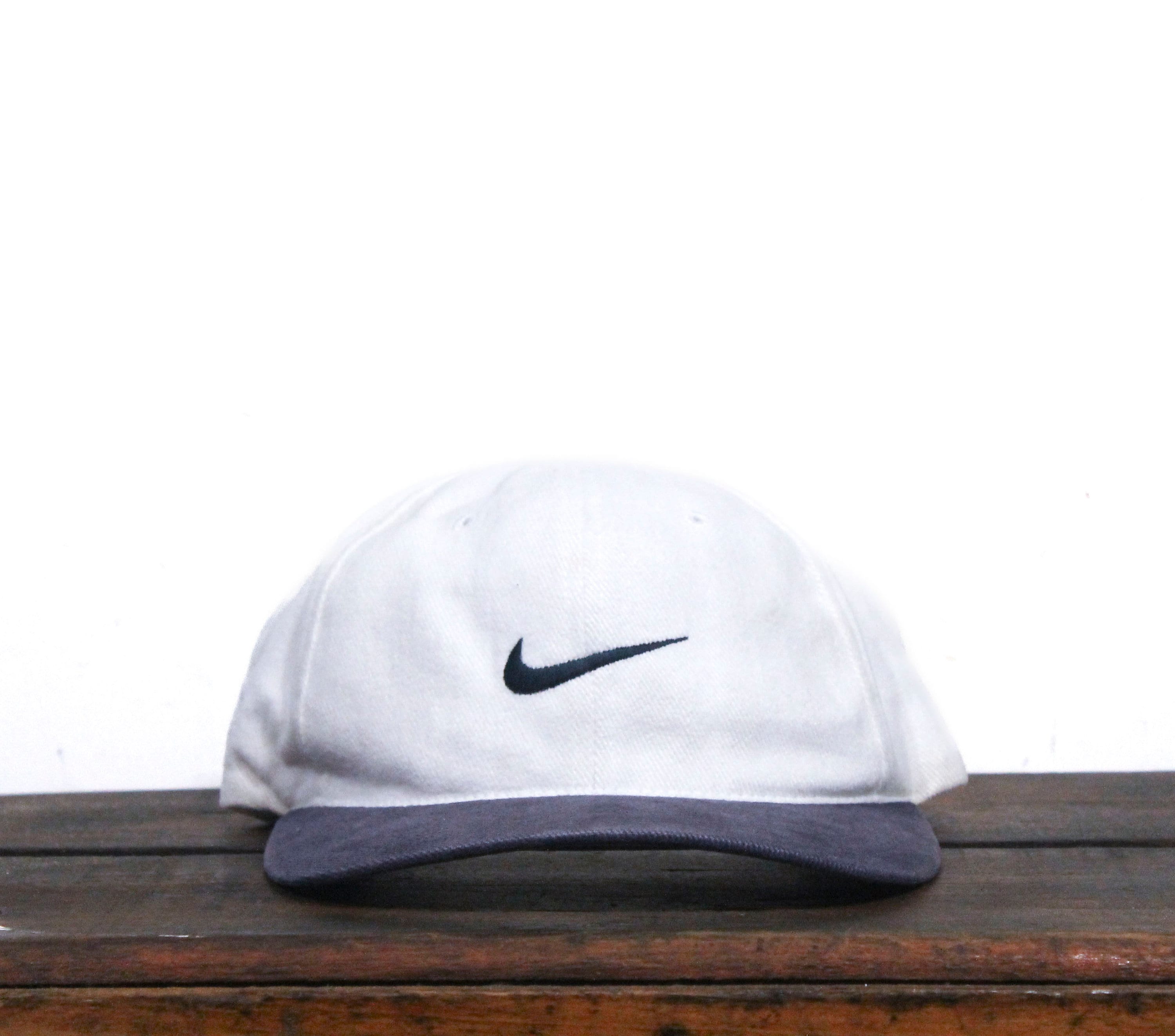 Vintage 90s Distressed Faded Beater Nike Minimal Athletic Apparel Swoosh Logo Just Do It Air Snapback Hat Baseball Cap