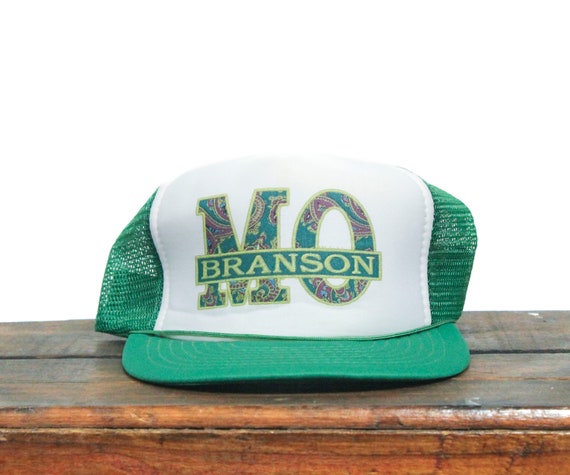 Vintage Trucker Hat Snapback Baseball Cap Branson… - image 1