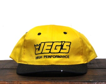 Vintage 90s Jeg's High Performance Auto Parts Racing Snapback Hat Gorra de béisbol