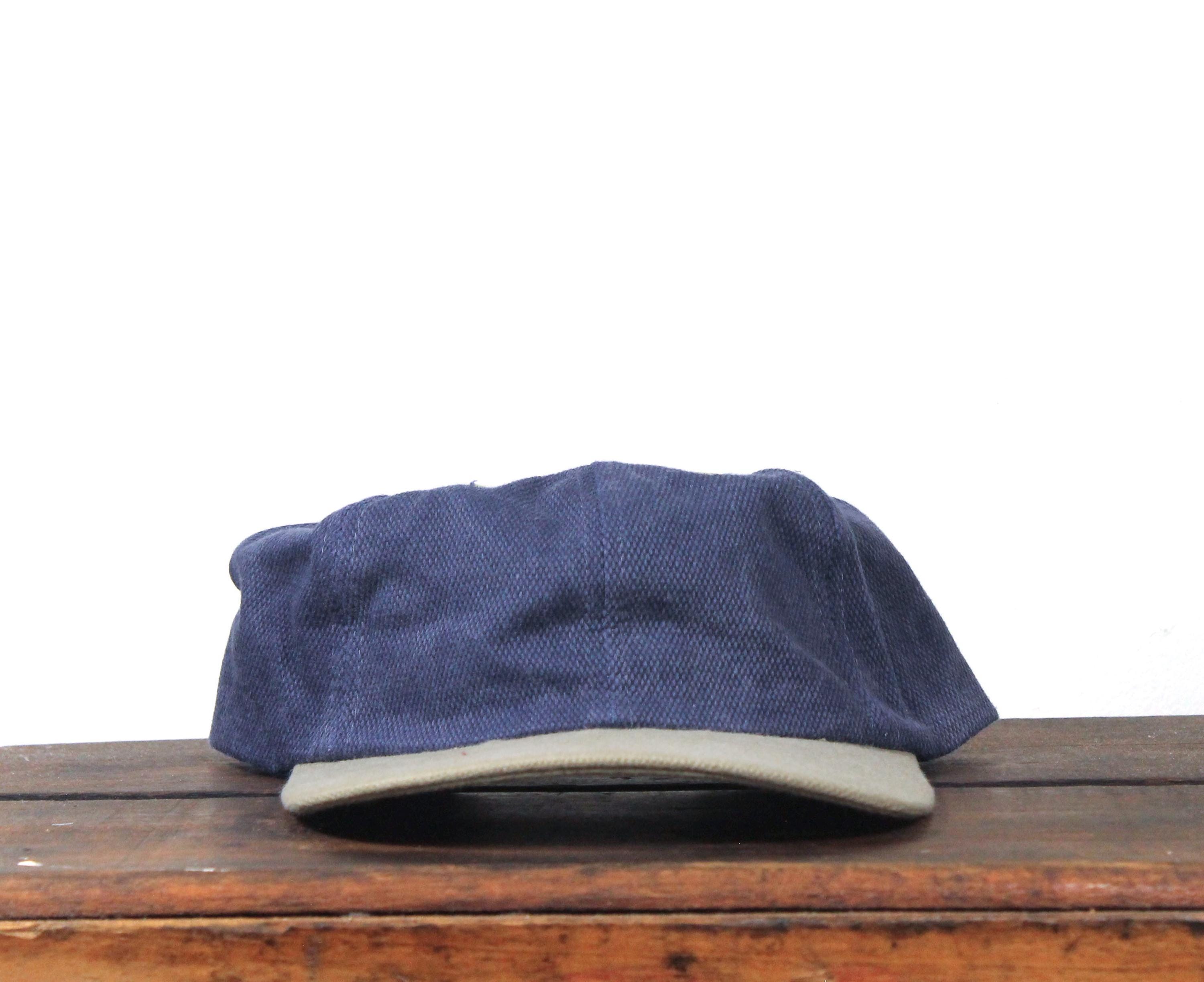 Vintage 90s Washed Out Blank Two Tone Navy Blue Beige Khaki 