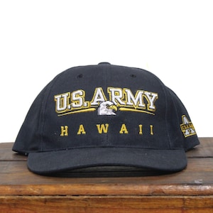 Vintage Strapback Hat Baseball Cap United States Army Hawaii Base US Military Infantry Veteran Tropical Island Beach