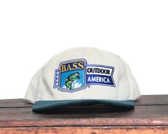 Vintage Snapback Trucker Hat Baseballkeps Bass Anglers Sportsman Society Outdoor World America Store Fiske Friluftsman Fisherman Club Fish