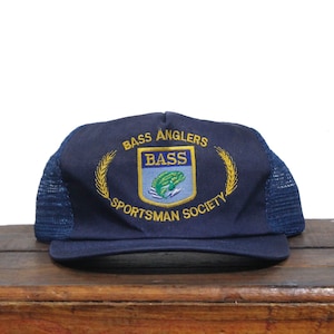 Vintage Snapback Trucker Hat Baseball Cap Bass Anglers Sportsman Society Fishing Outdoorsman Fisherman Club Fish