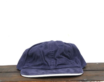 Vintage 90s Blank Navy Blue Washed Out Unstructured Strapback Hat Baseball Cap