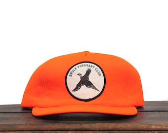 Vintage Brule Pheasant Club Game Bird Hunting Conservation Quail Blaze Orange Snapback Trucker Hat Baseball Cap Patch