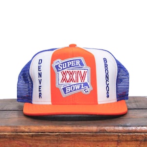 Vintage 1990 Super Bowl XXIV Denver Broncos San Francisco 49ers Champions Football NFL Snapback Trucker Hat Baseball Cap Made In USA