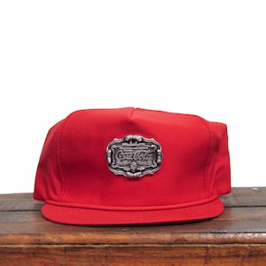 Vintage Coke Coca Cola Metal Emblem Logo Soda Pop Louisville Mfg Co Trucker Hat Snapback Baseball Cap Made In USA