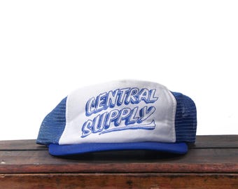 Gorra de béisbol vintage desgastada de camionero con cierre a presión, Central Supply Building Materials, Ferretería de construcción, Indiana