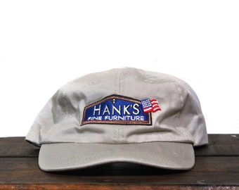 Vintage 90s Washed Out Hank's Fine Furniture Store Couches Chairs Furnishings Unstructured Strapback Hat Baseball Cap