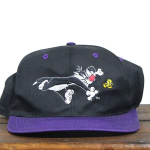 Vintage 90s Sylvester Cat & Tweety Bird Looney Toons Personajes de dibujos animados Snapback Hat Gorra de béisbol