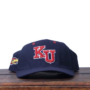 Vintage Y2K University Of Kansas KU Jayhawks Hawks NCAA College Basketball Strapback Hat Baseball Cap