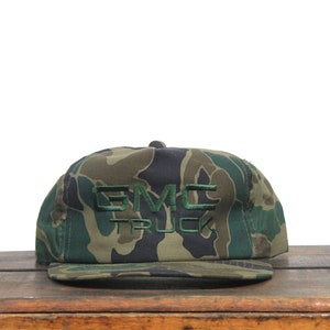 Vintage Duck Camo Camouflage GMC Trucks Diesel Power General Motors Pickup Big Rig Trucker Hat Snapback Baseball Cap Hunting