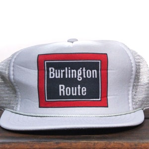 Chapéu de caminhoneiro vintage boné de beisebol snapback Burlington Route Railway trem de carga ferrovia