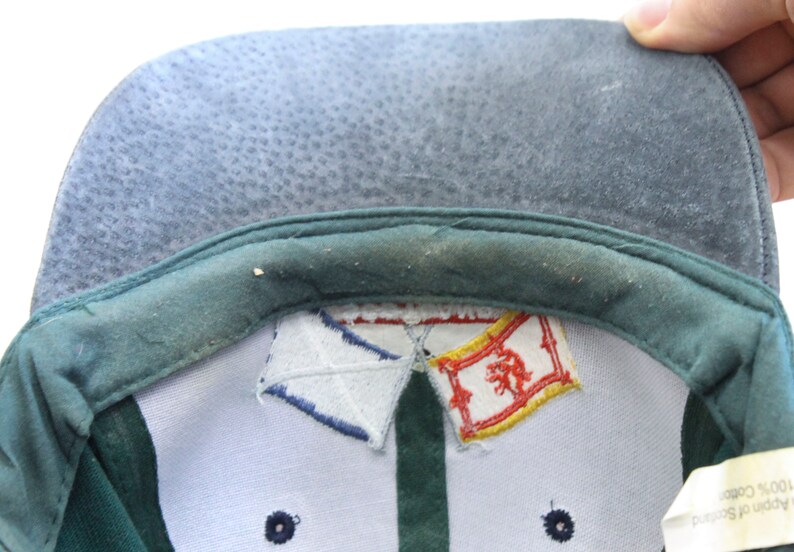 Vintage 90/'s Distressed Forest Green Scotland UK United Kingdom Strapback Hat Baseball Cap