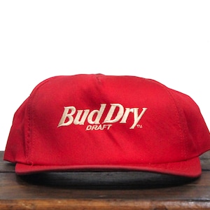 Vintage Distressed Bud Dry Draft Beers King Of Beers Budweiser Trucker Hat Snapback Baseball Cap Made In USA