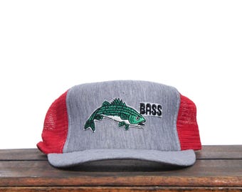 Vintage Snapback Trucker-keps Gone Bass Fishing Pole Angler Sportsman Fish
