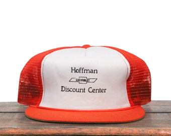 Vintage Hoffman Chevrolet Discount Center Buick Pontiac Chevy Trucks Cars GM Dealership Maryland Dealer Trucker Hat Snapback Baseball Cap